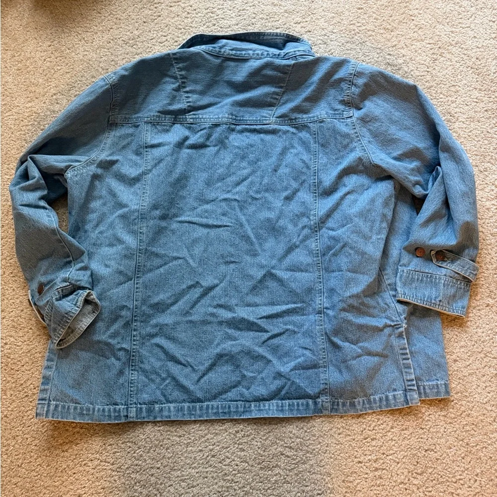 Vintage 90s Bill Blass Denim Jacket 2X Plus Size Blue Utility Chore Denim Jacket